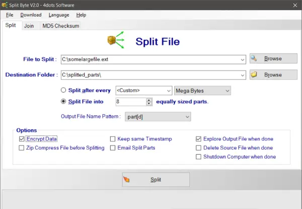 Free File Splitter and Joiner software