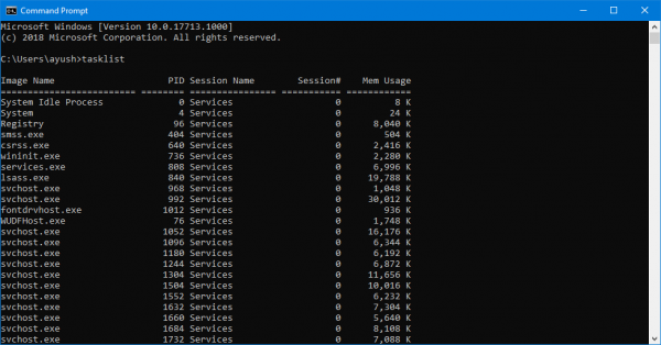 Use TaskList to Save Windows Processes to a text file