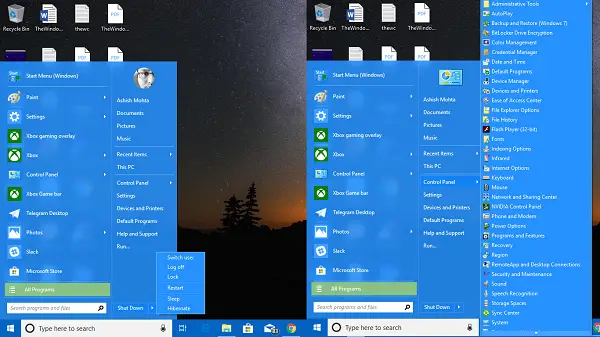 classic start menu windows 10 problem