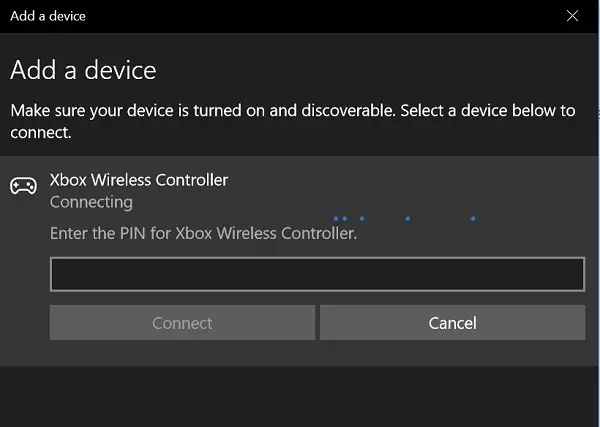 Wireless Xbox One controller requires PIN for Windows 10