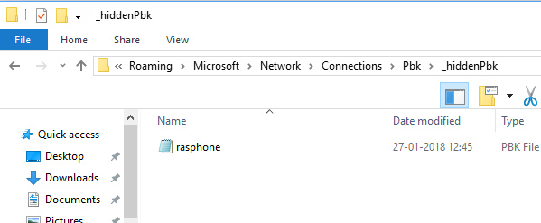 rasphone PBK File Location