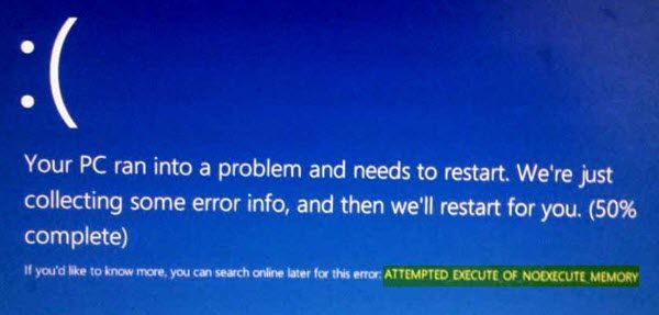 ATTEMPTED EXECUTE OF NOEXECUTE MEMORY