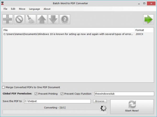 Batch convert Word documents to PDF files