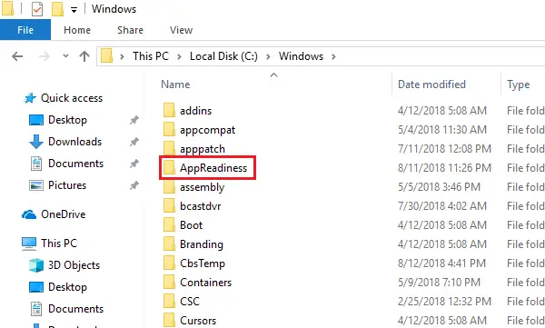 Create AppReadiness folder