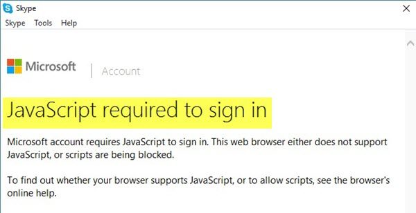 JavaScript required to sign in