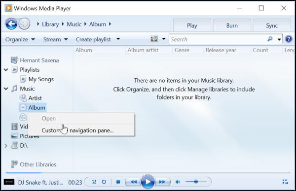 Windows Media Player showing no or wrong Album information