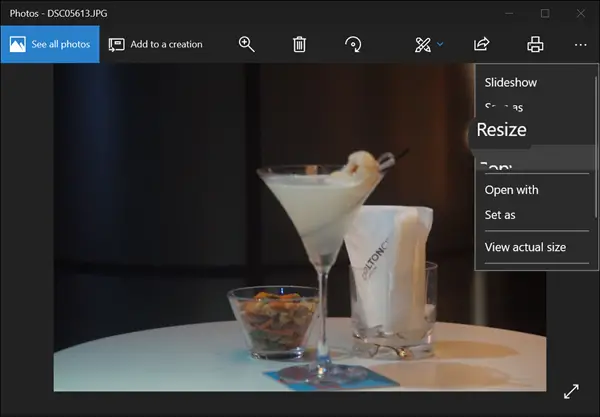 How to quickly resize images using Photos App in Windows 11/10