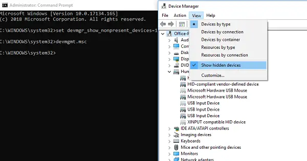 Show Hidden Devices in Device Manager