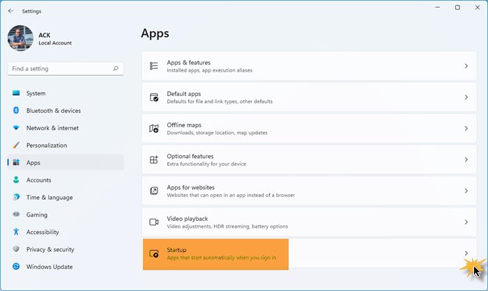 Stop apps from opening at startup in Windows 11