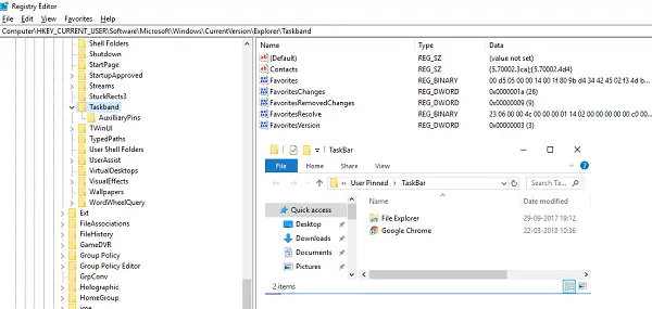 Taskbar Pinned Item Registry Folder Location