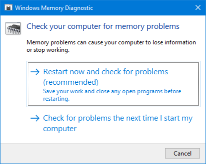 Check Memory issues in Windows