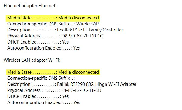 media disconnected