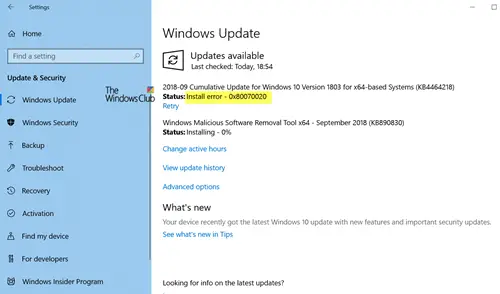 0x80070057 windows update error but updayes installed