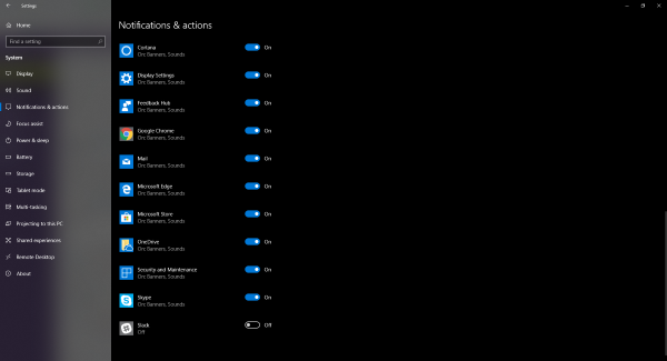 how to disable app notifications in windows 10