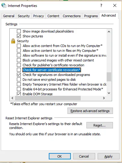 Disable SSL Certificate checks for Browsers