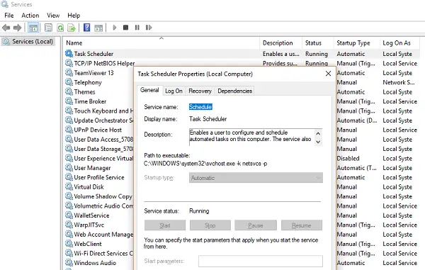 Enable Task Scheduler in Windows 10