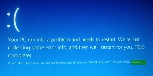 Fix rtwlane.sys Blue Screen error