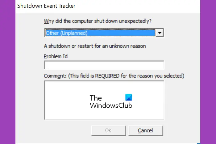 Shutdown Event Tracker