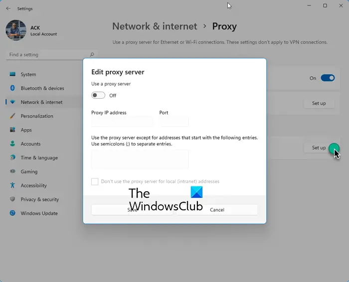 WinHTTP Proxy Server Settings in Windows