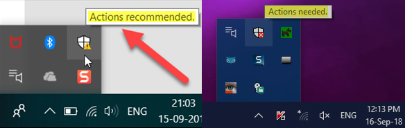 Supprimer La Notification D'Action Requise Ou Recommandée De Windows Defender 1 Action Windows Defender Recommandé Nécessaire