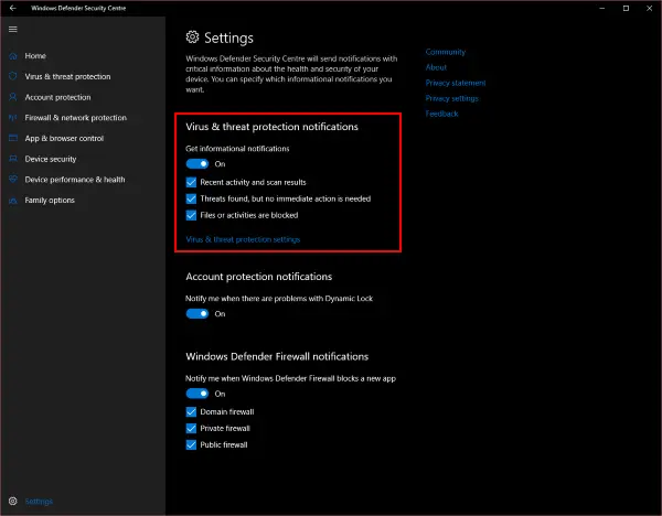 Disable Windows Defender Summary Notifications