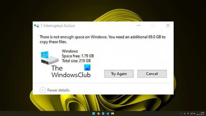 Windows Update Not enough disk space