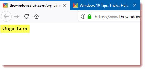 origin error loading webpage