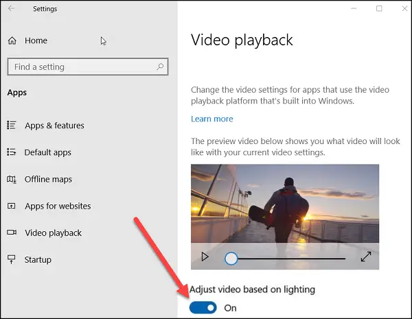 How to automatically adjust Video visibility in Windows 10 - 30