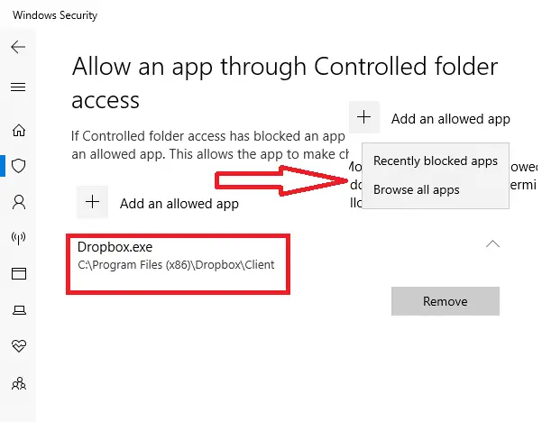 allow Apps through Controlled Folder