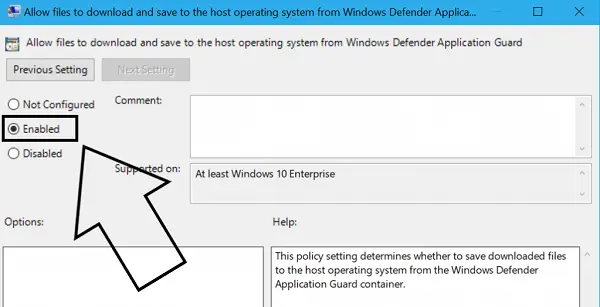 enable and configure the Download to host