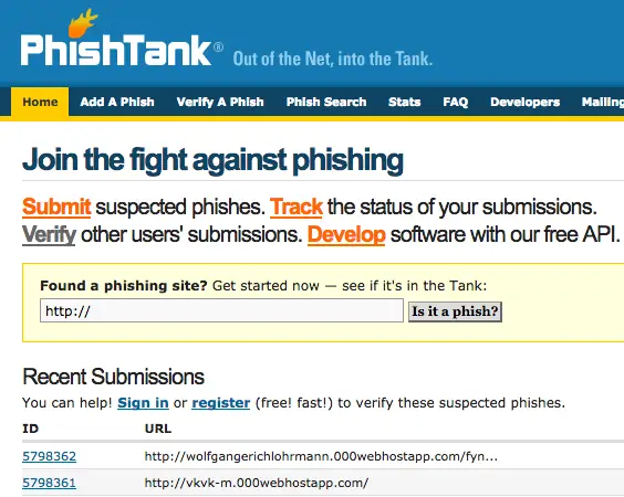 PhishTank report Phishing