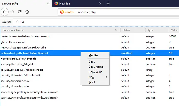 Reset Configuration in Firefox to Default Value