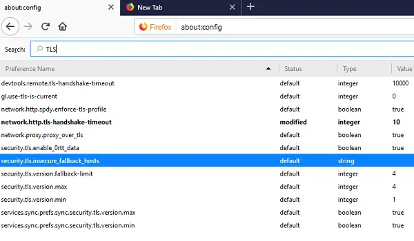 Change TLS Settings in Firefox