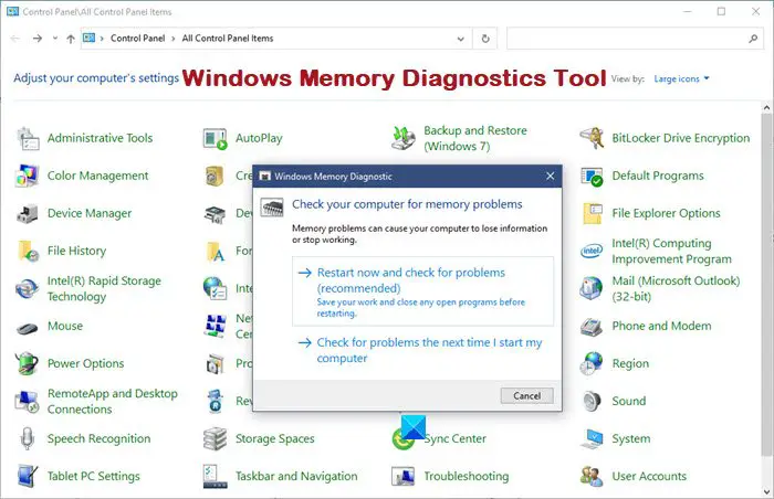 to Windows Memory Diagnostics Tool in Windows 11/10