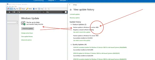 windows 1809 Update Already Installed