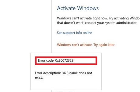 0x8007232B Windows KMS Activation Error Code