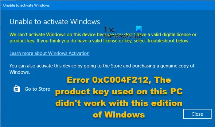 Fix Windows Activation Error 0xC004F212