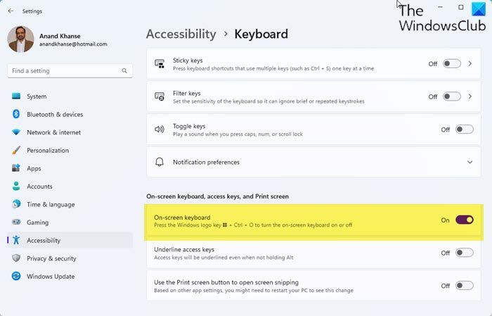 Activate On-screen keyboard when using Edge, Chrome