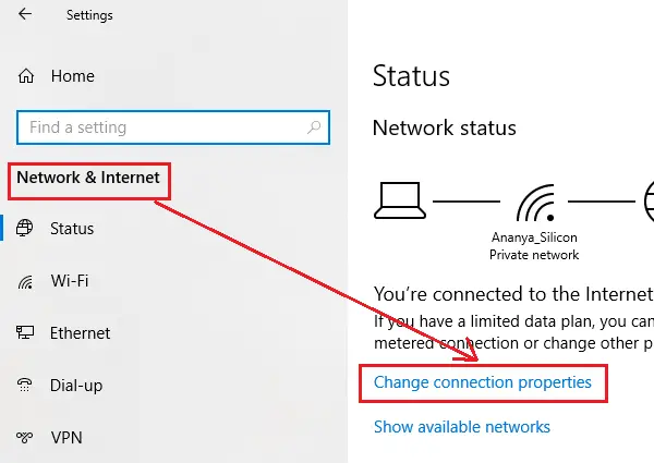 Check Internet and Network connection