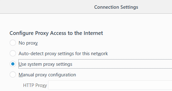 Connection Settings Firefox