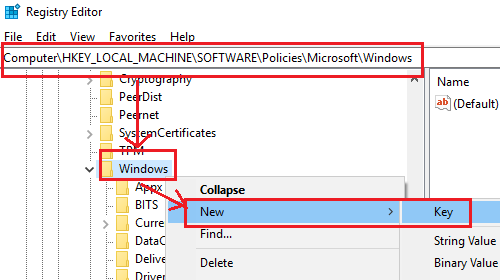 Create new key for Windows folder