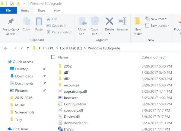 Delte Windows 10 upgrade Folder
