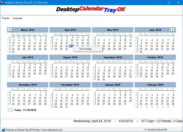 Desktop Calendar Tray OK