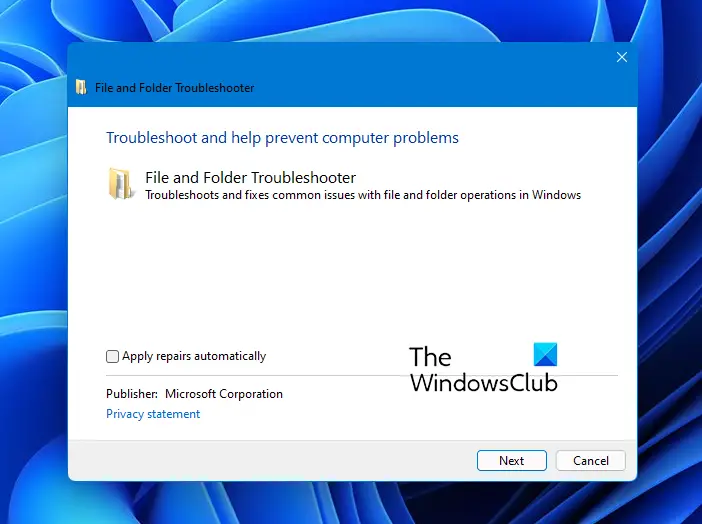 File and Folder Troubleshooter