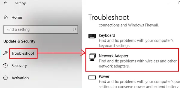 Network Adapter Troubleshooter