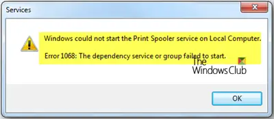 Print Spooler Service Error 1068