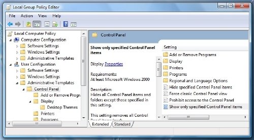 Remove or Hide Control Panel Applets 1