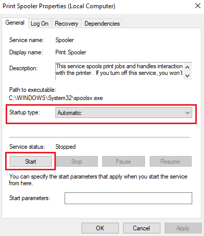 Restart Print Spooler service