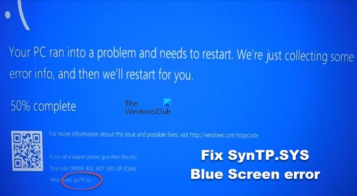 SynTP.SYS Blue Screen error