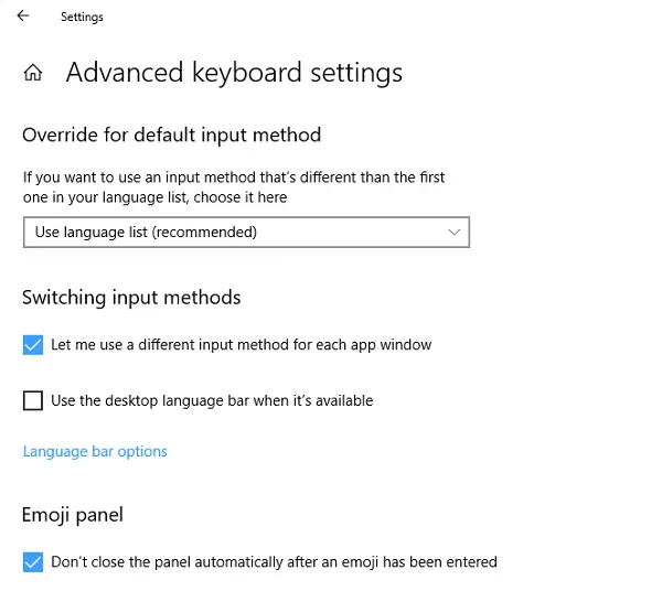 Windows 10 keyboard language changes